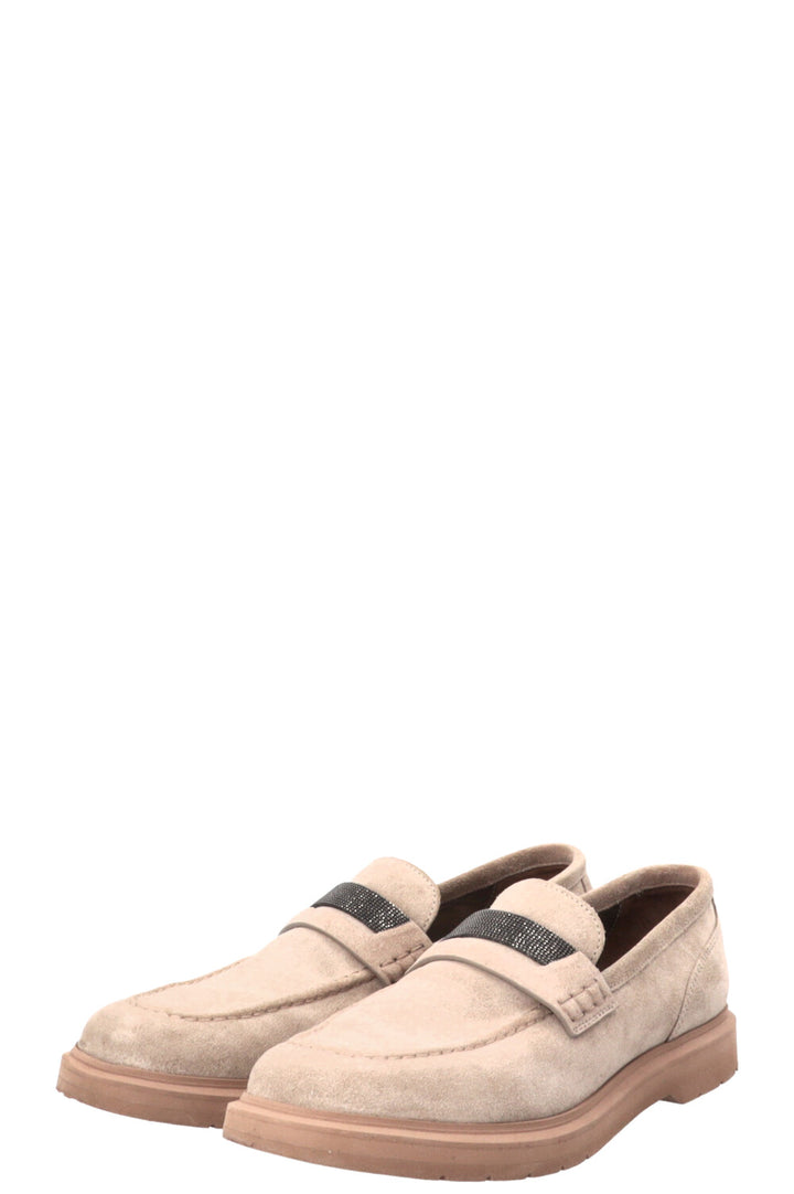BRUNELLO CUCINELLI Monili Detail Loafers Suede Grey