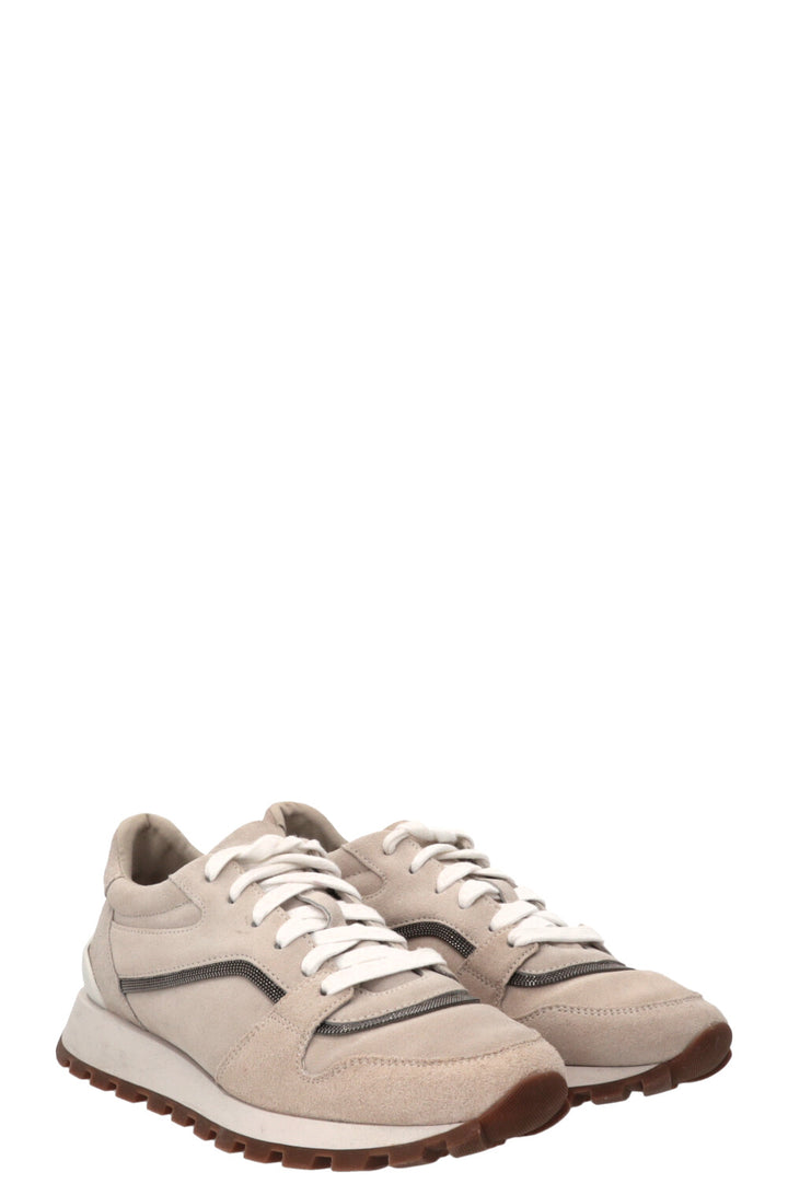 BRUNELLO CUCINELLI Monili Detail Sneakers Suede Beige