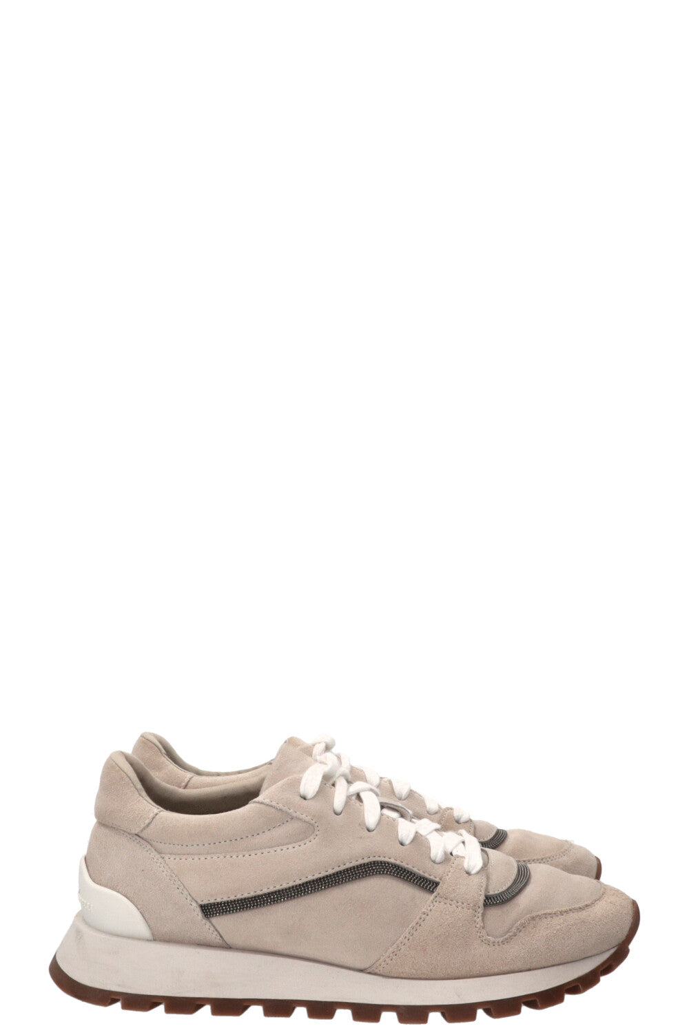 BRUNELLO CUCINELLI Monili Detail Sneakers Suede Beige