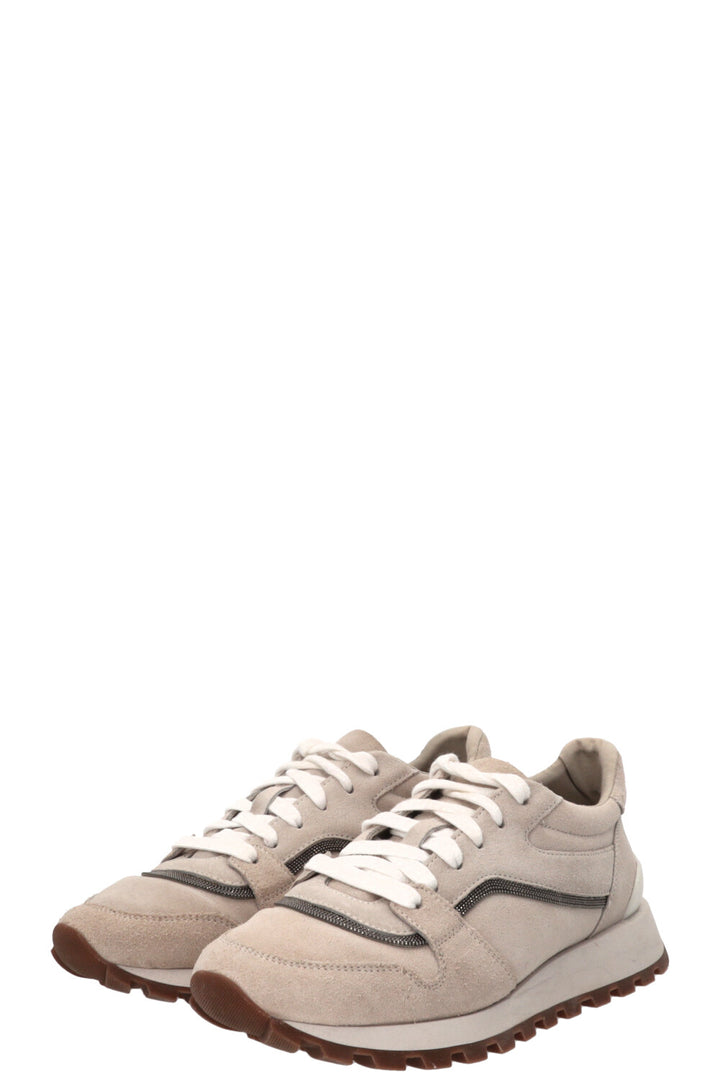 BRUNELLO CUCINELLI Monili Detail Sneakers Suede Beige