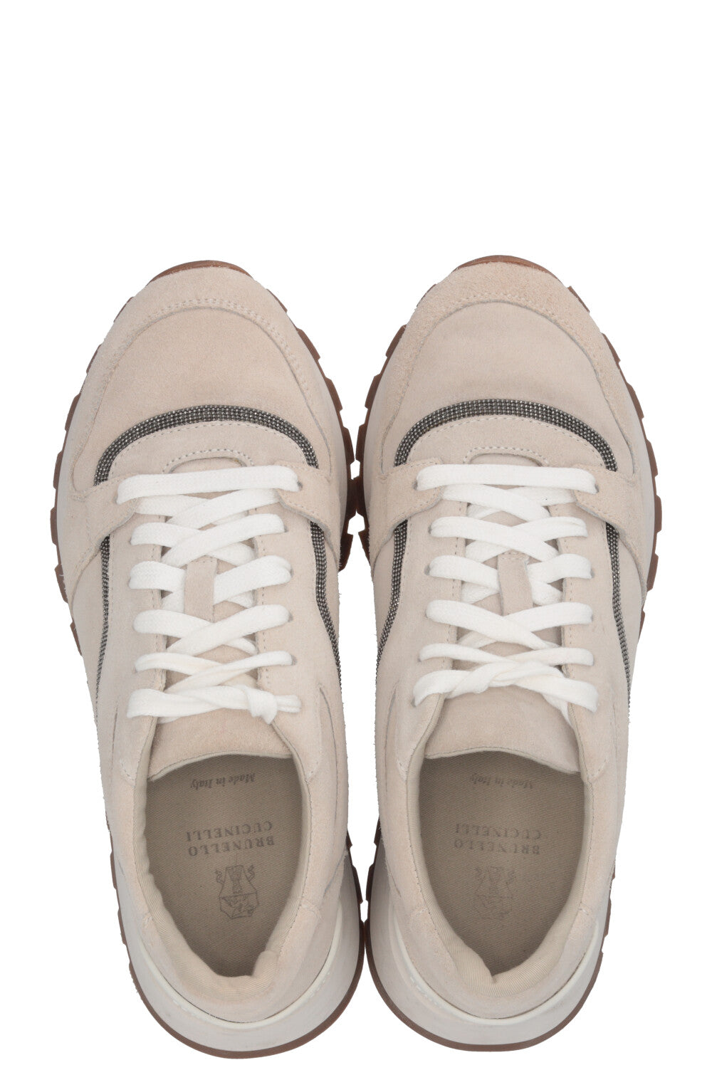 BRUNELLO CUCINELLI Monili Detail Sneakers Suede Beige