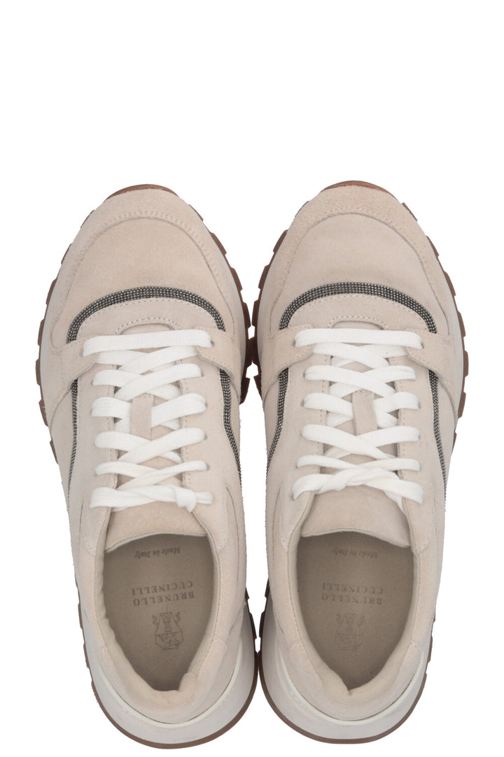 BRUNELLO CUCINELLI Monili Detail Sneakers Suede Beige