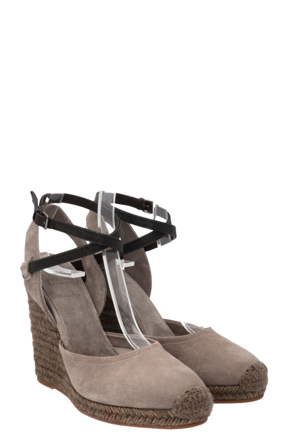 BRUNELLO CUCINELLI Monili Platform Wedges Suede Grey