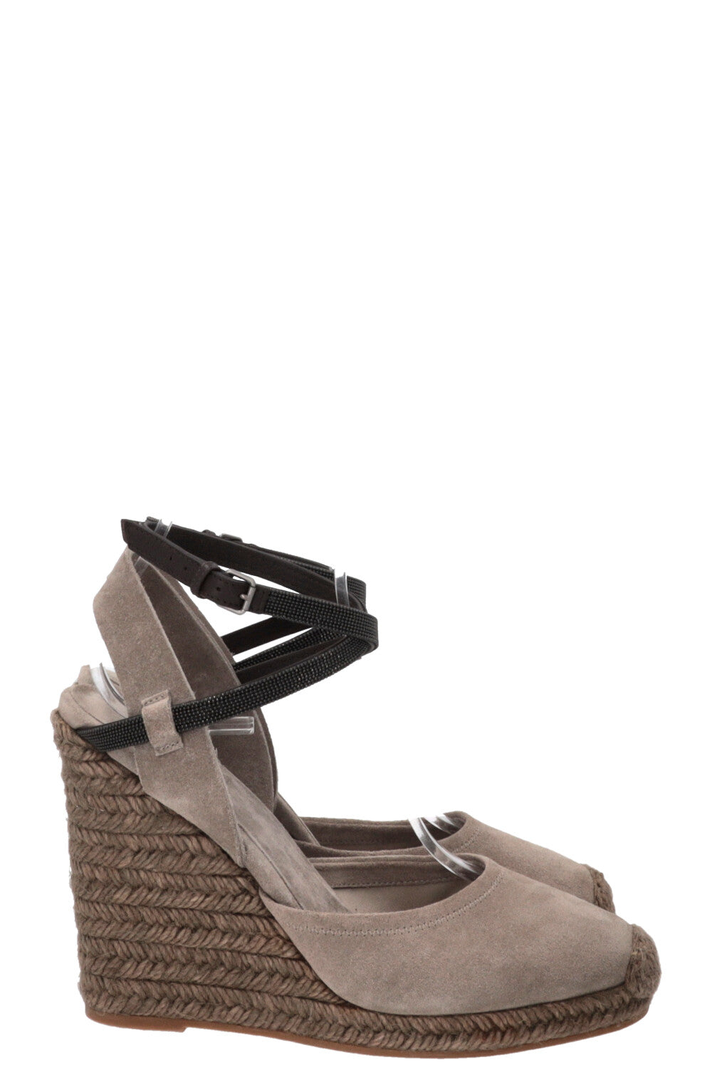 BRUNELLO CUCINELLI Monili Platform Wedges Suede Grey