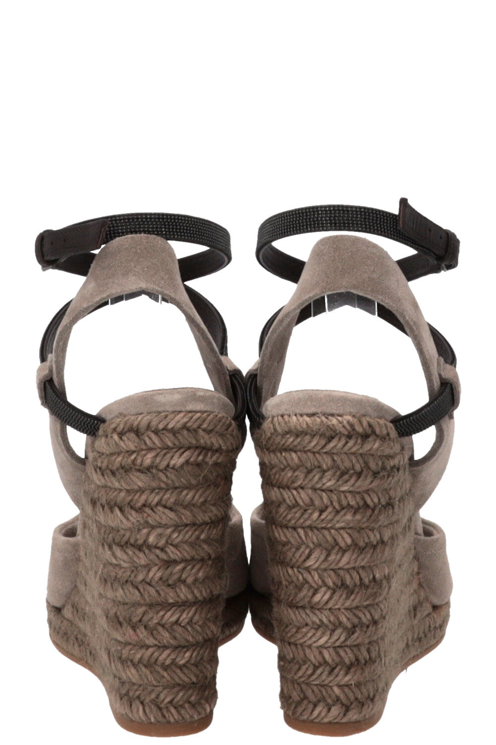 BRUNELLO CUCINELLI Monili Platform Wedges Suede Grey