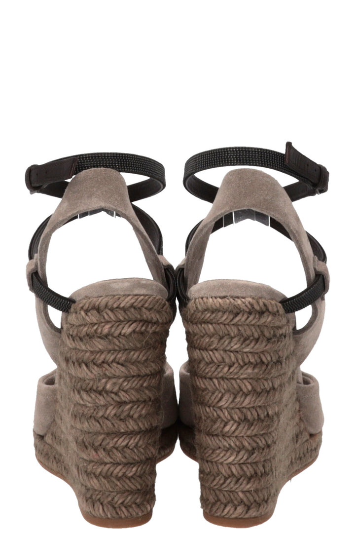 BRUNELLO CUCINELLI Monili Platform Wedges Suede Grey
