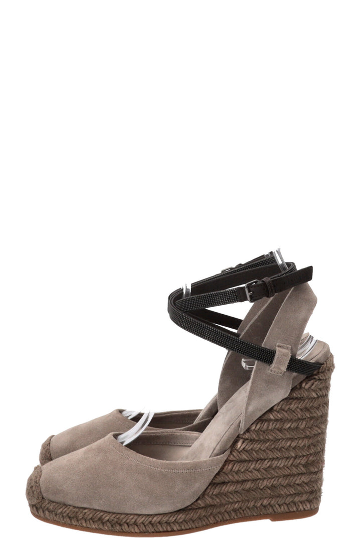 BRUNELLO CUCINELLI Monili Platform Wedges Suede Grey