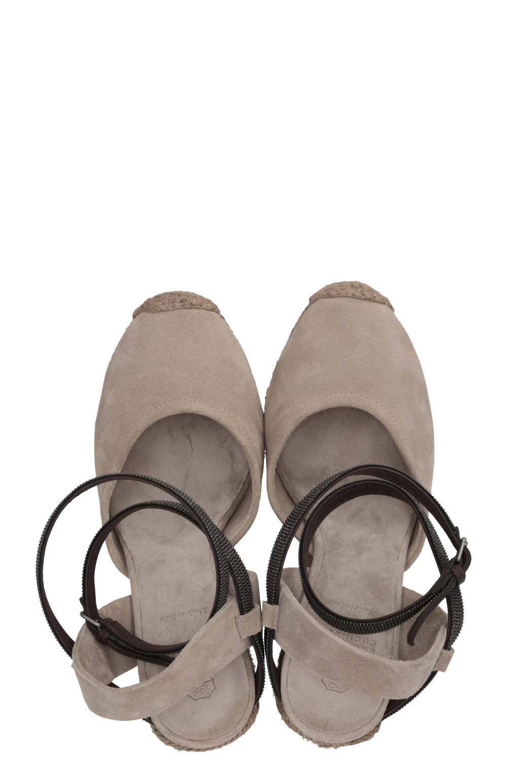 BRUNELLO CUCINELLI Monili Platform Wedges Suede Grey