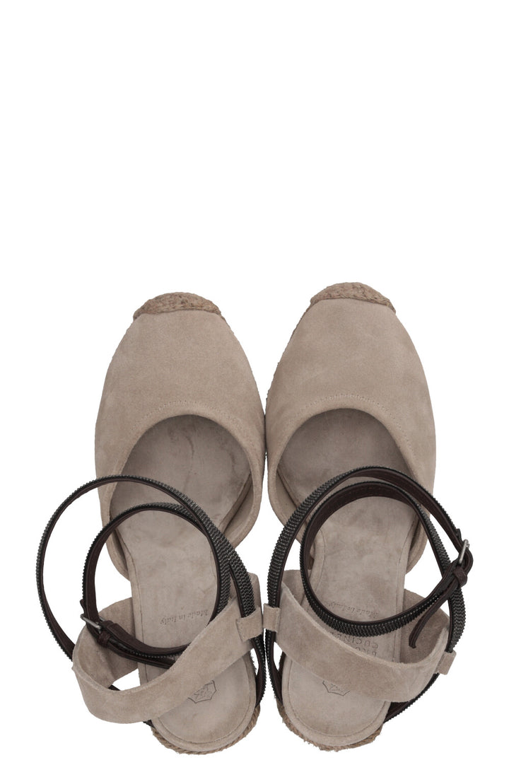 BRUNELLO CUCINELLI Monili Platform Wedges Suede Grey
