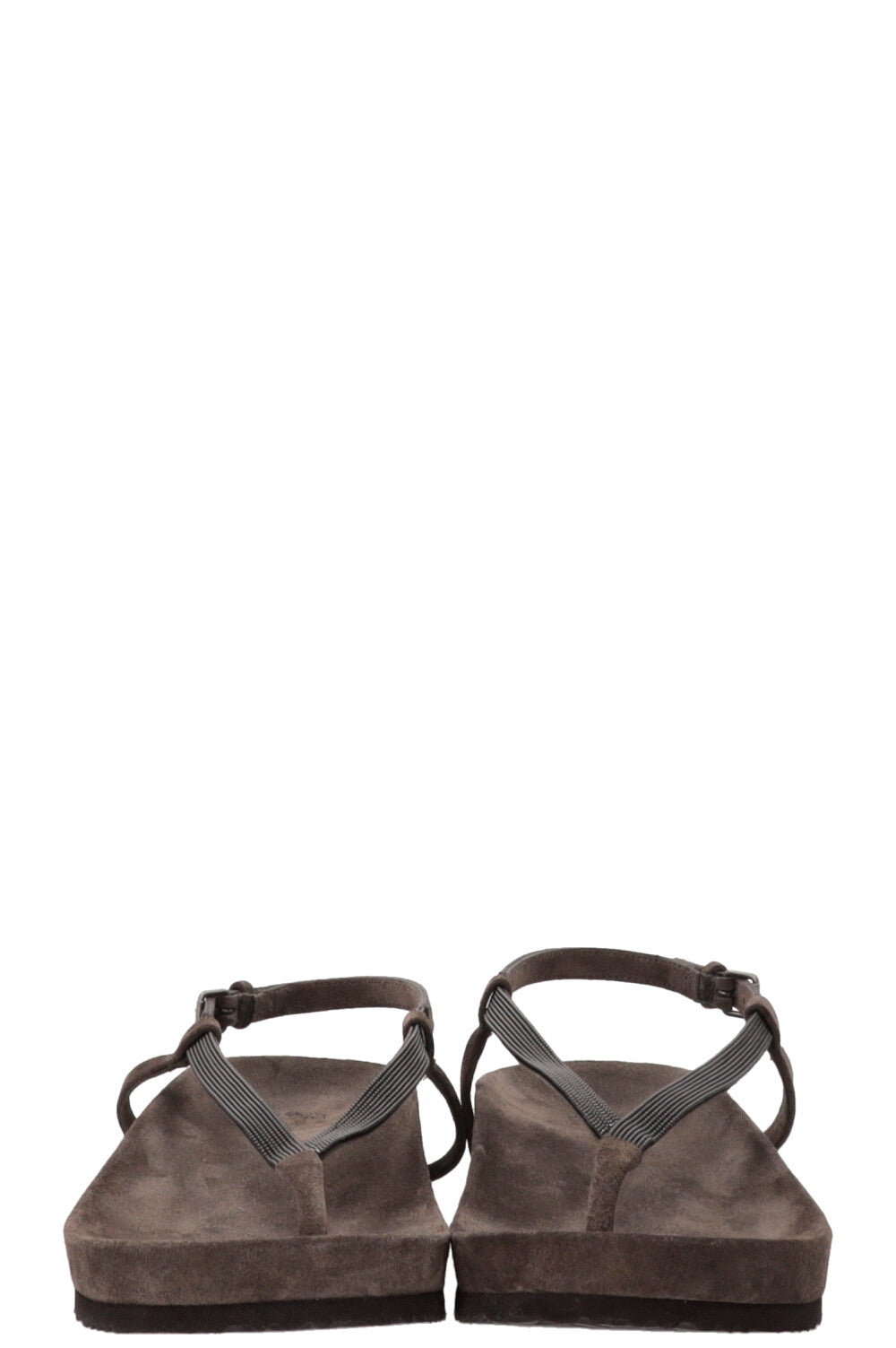 BRUNELLO CUCINELLI Monili Strappy Thong Sandals Leather Brown