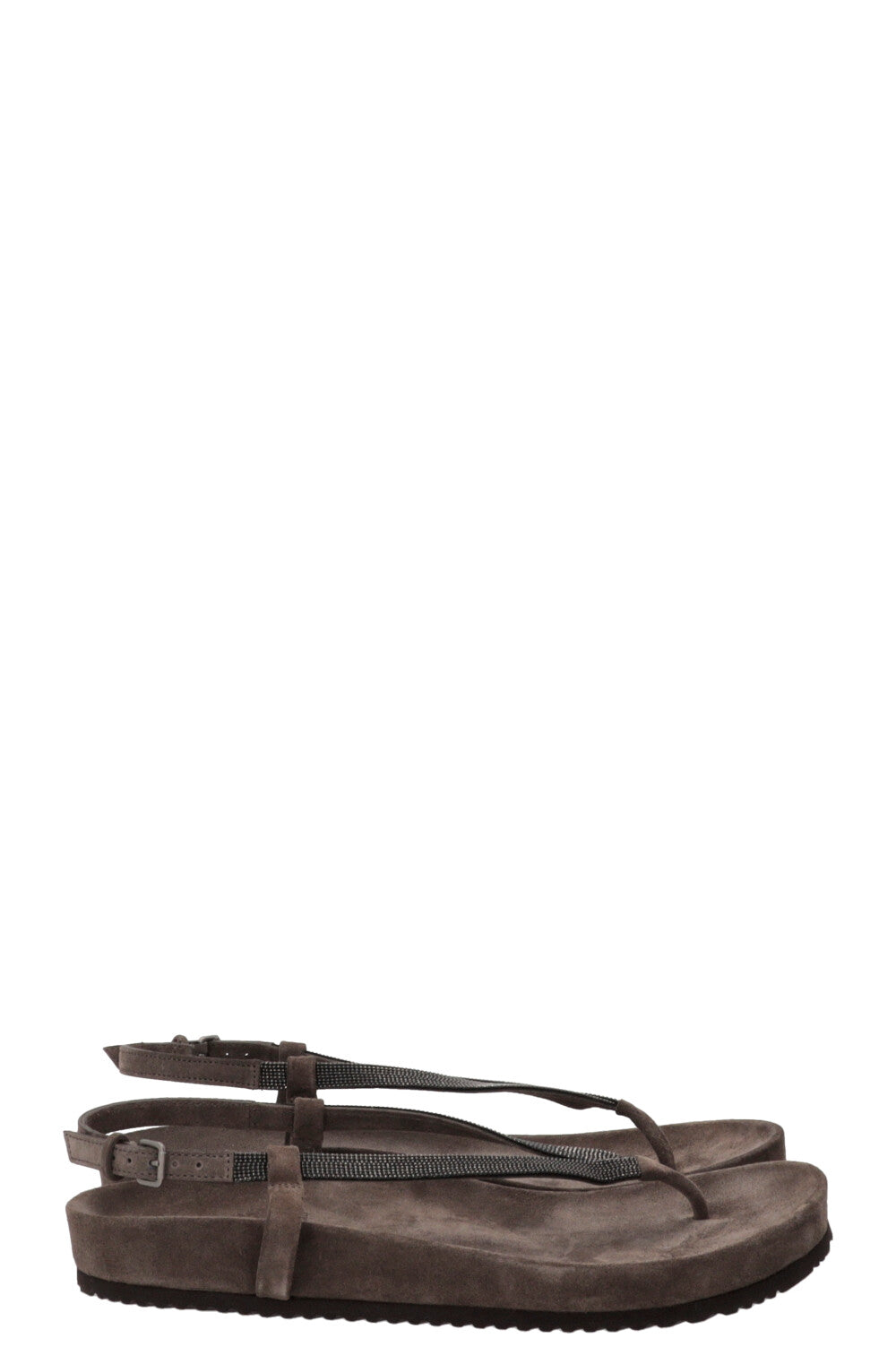 BRUNELLO CUCINELLI Monili Strappy Thong Sandals Leather Brown