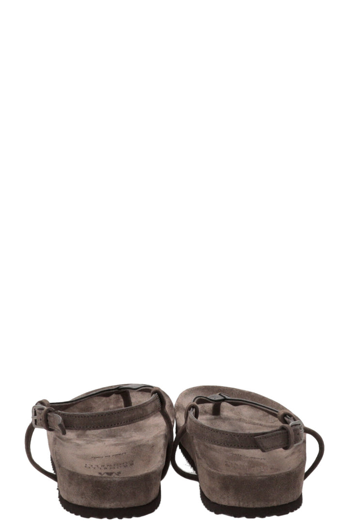 BRUNELLO CUCINELLI Monili Strappy Thong Sandals Leather Brown