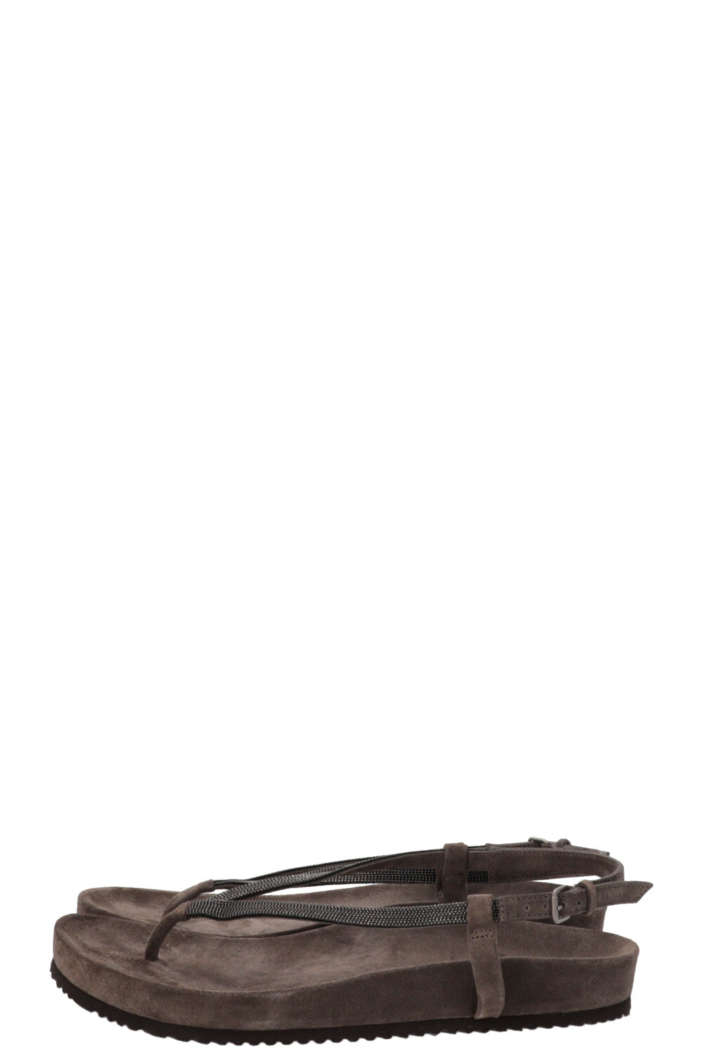 BRUNELLO CUCINELLI Monili Strappy Thong Sandals Leather Brown