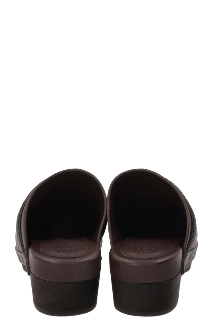 BRUNELLO CUCINELLI Monili-trimmed leather clogs in brown