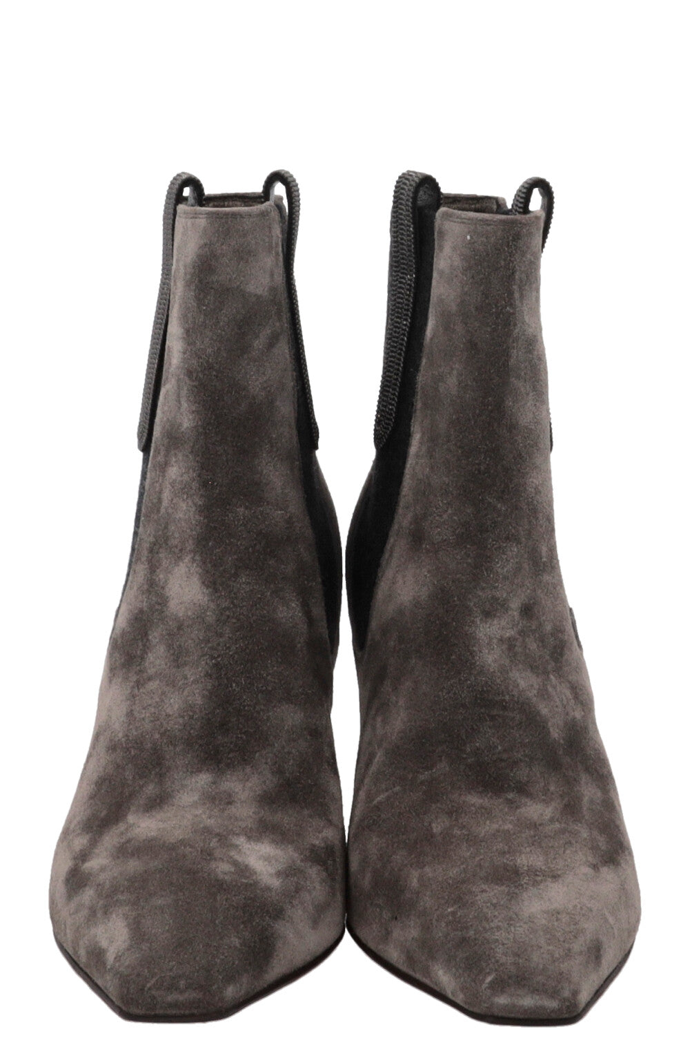 BRUNELLO CUCINELLI Monili Square Toe Ankle Boots Suede Grey