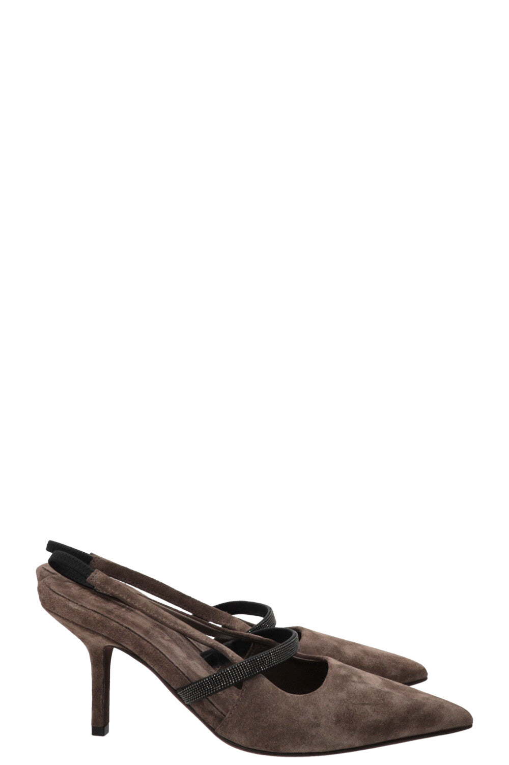 BRUNELLO CUCINELLI Slingback Pumps Suede Grey