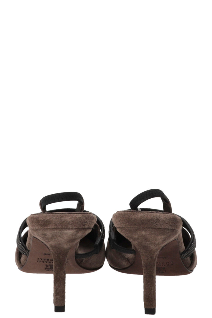 BRUNELLO CUCINELLI Slingback Pumps Suede Grey