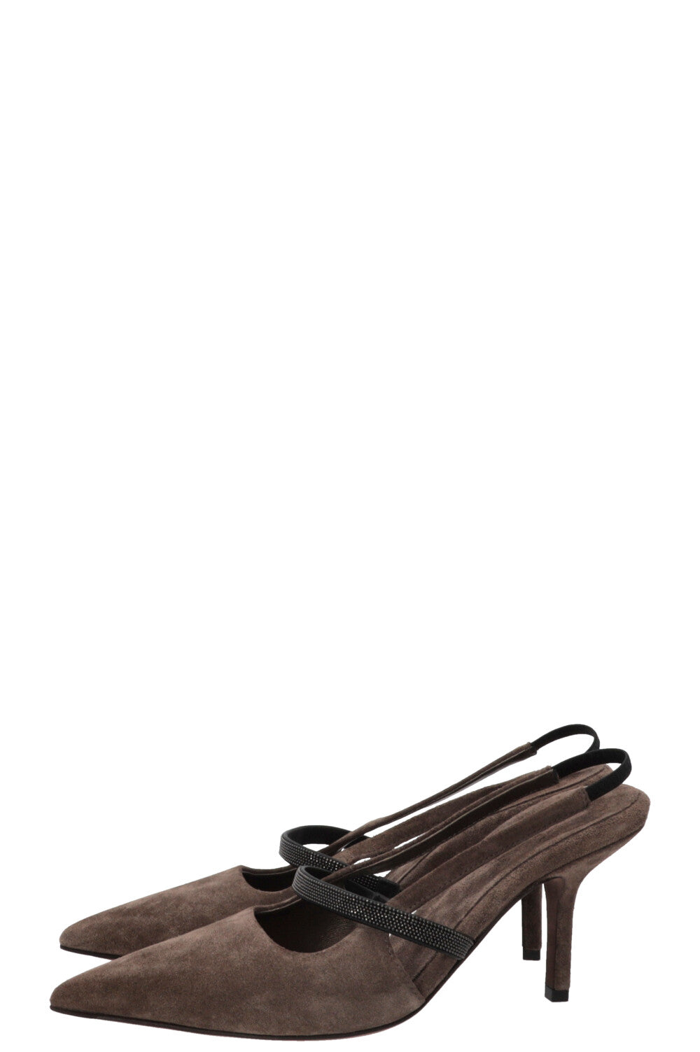 BRUNELLO CUCINELLI Slingback Pumps Suede Grey