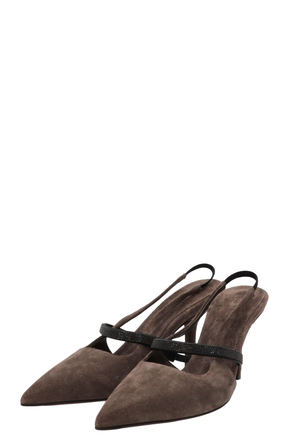 BRUNELLO CUCINELLI Slingback Pumps Suede Grey