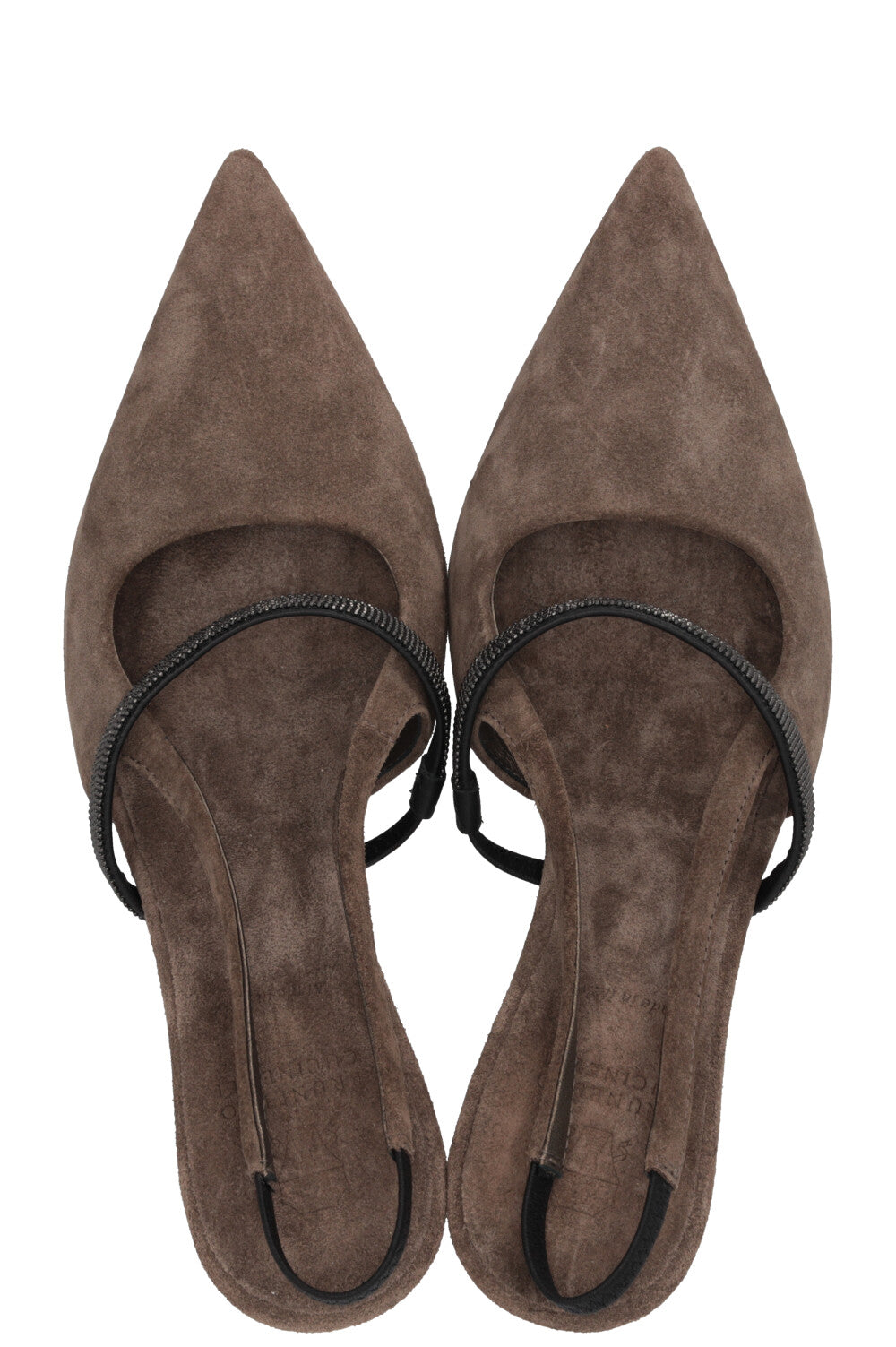 BRUNELLO CUCINELLI Slingback Pumps Suede Grey
