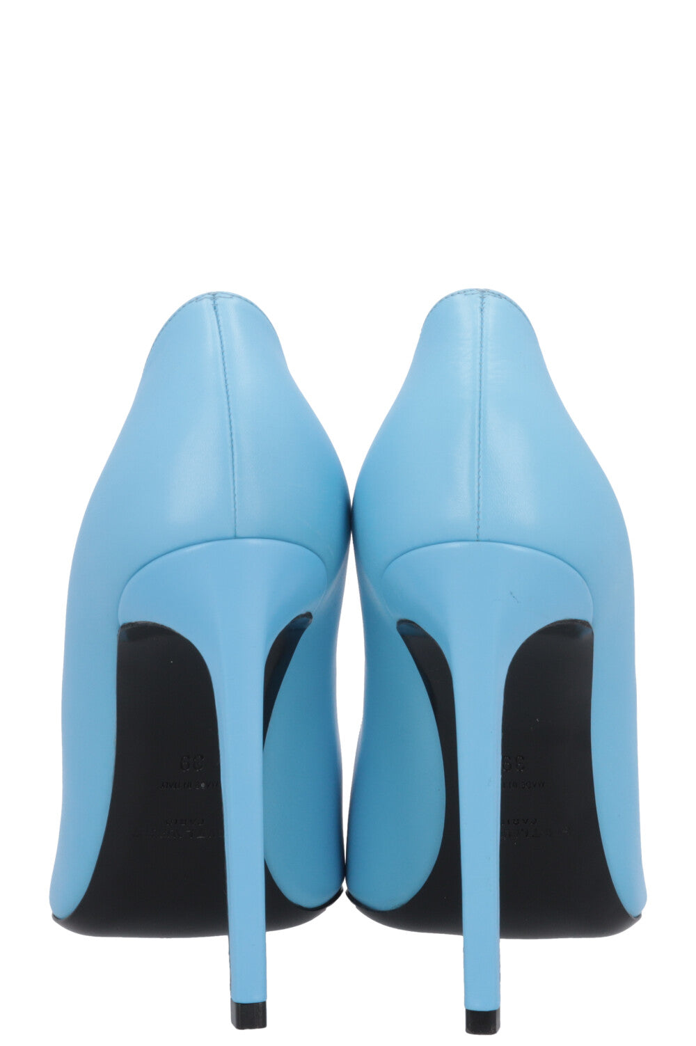 SAINT LAURENT Pumps Leather Cap-Toe Blue Black