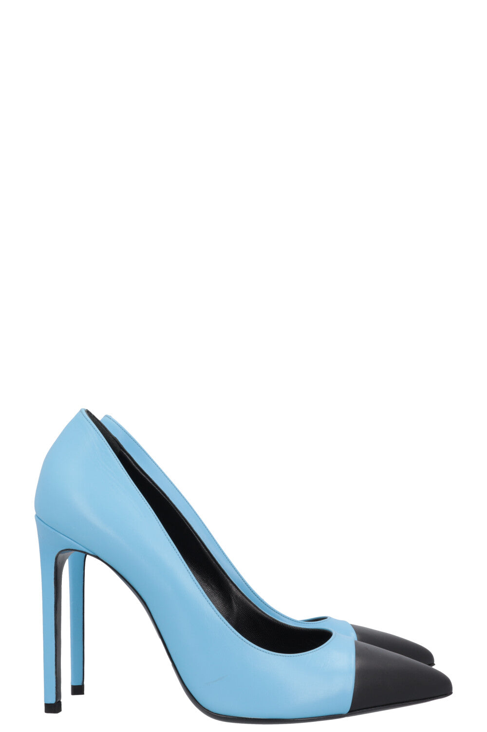 SAINT LAURENT Pumps Leather Cap-Toe Blue Black