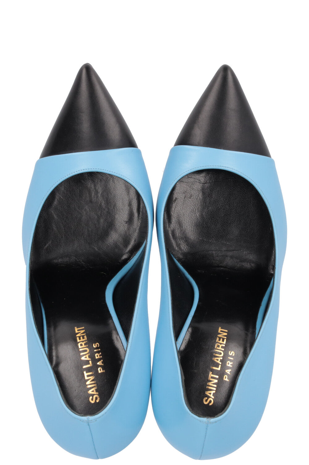 SAINT LAURENT Pumps Leather Cap-Toe Blue Black