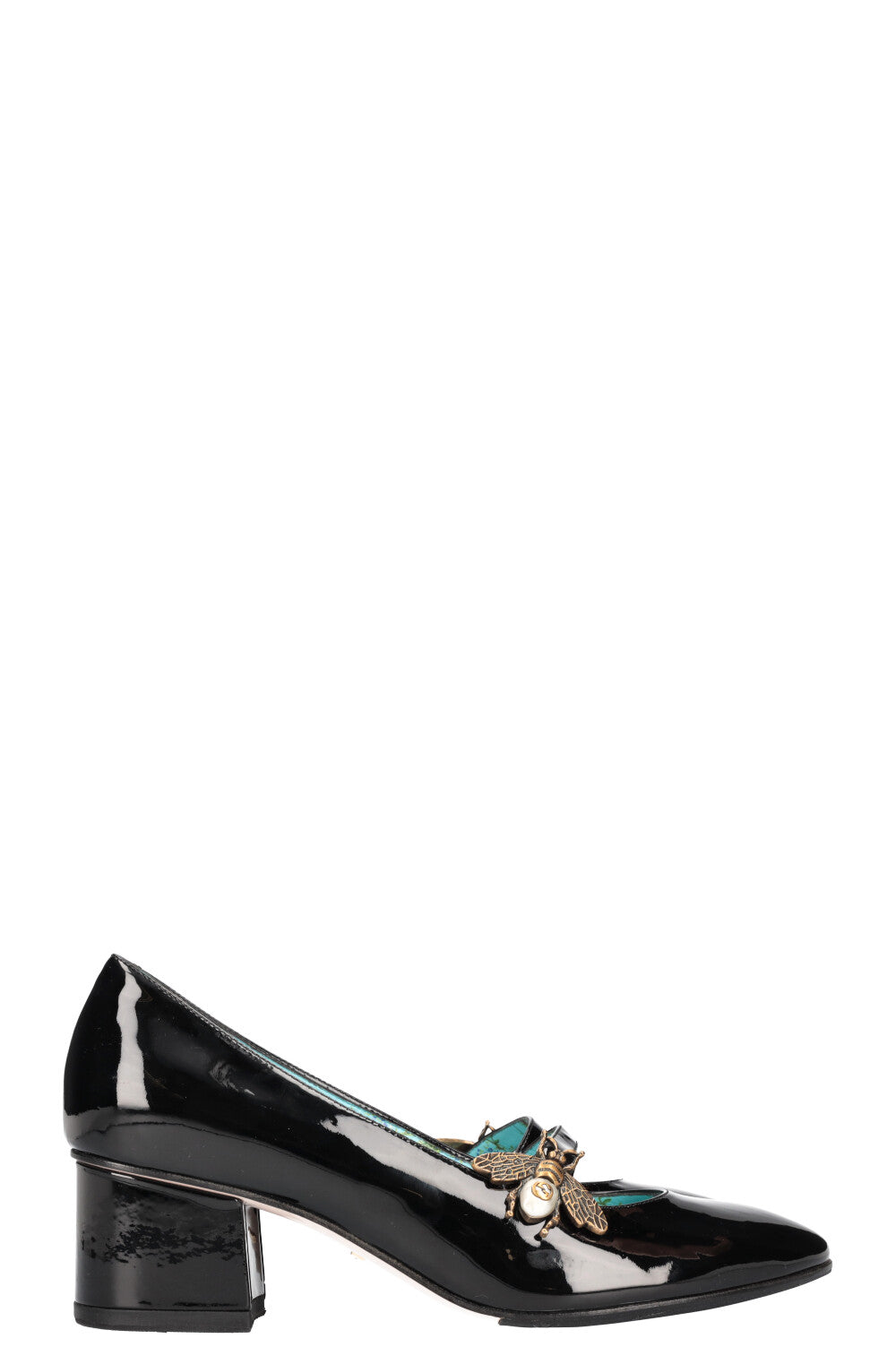 GUCCI Bee Mary Janes Heels Patent Black