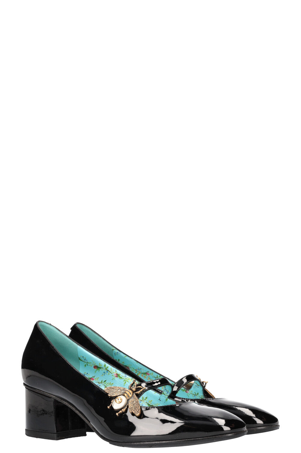 GUCCI Bee Mary Janes Heels Patent Black