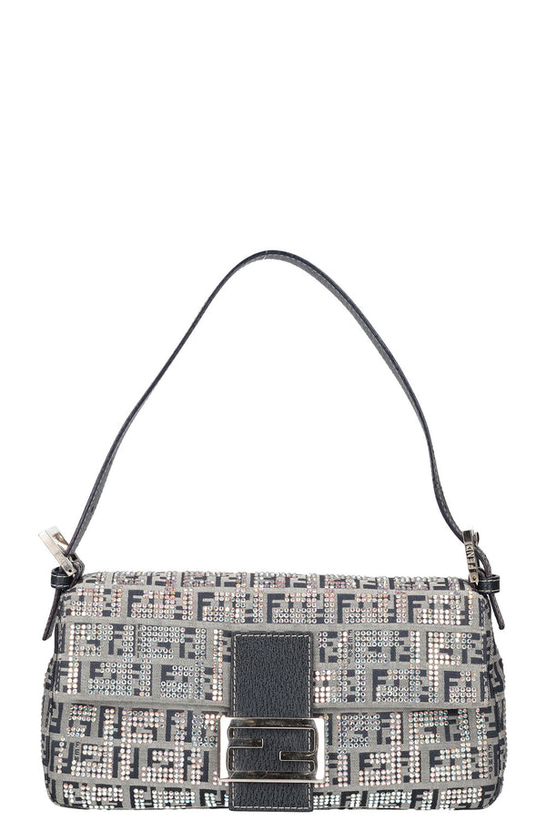 FENDI Zucchino Crystal Baguette Bag