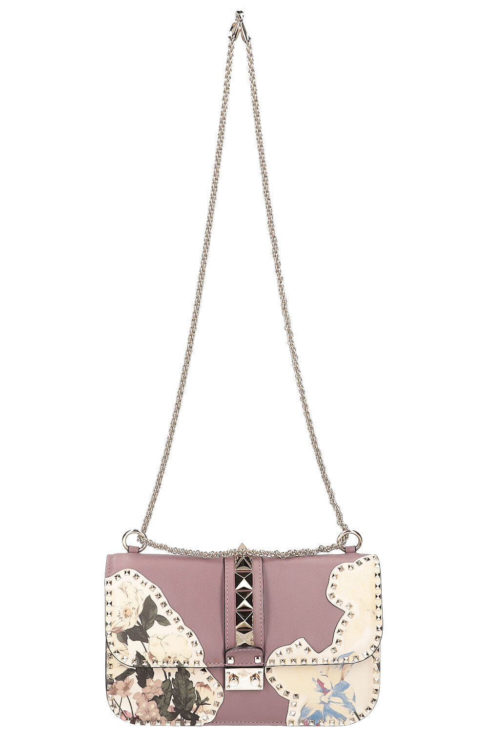 VALENTINO Glam Lock Bag Flowers Lilac