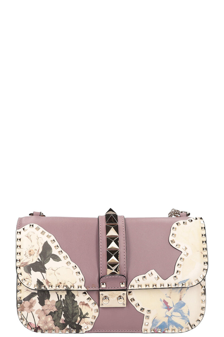 VALENTINO Glam Lock Bag Flowers Lilac