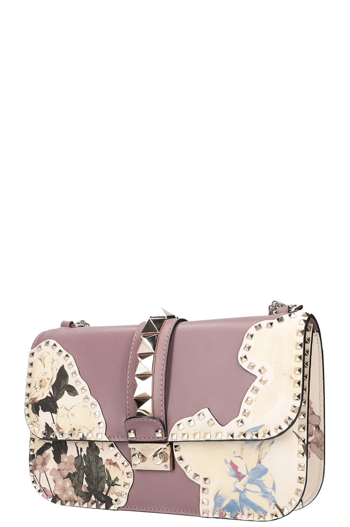 VALENTINO Glam Lock Bag Flowers Lilac