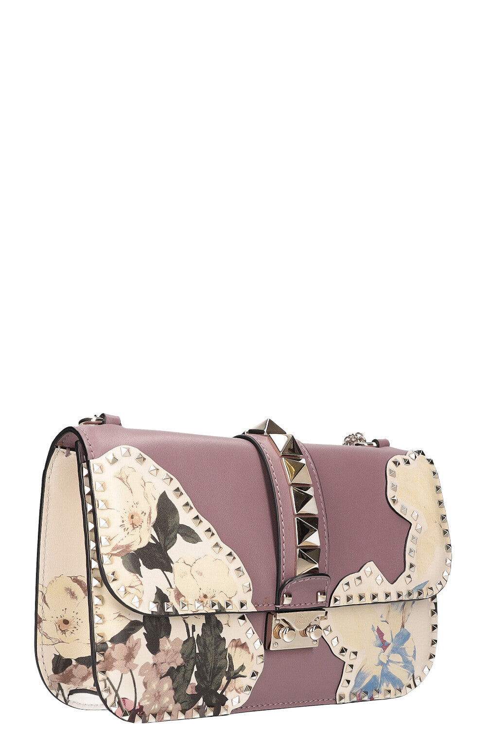 VALENTINO Glam Lock Bag Flowers Lilac