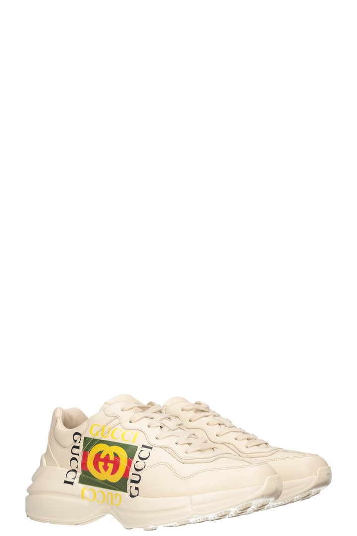 GUCCI Rhyton Square Logo Sneaker White Leather