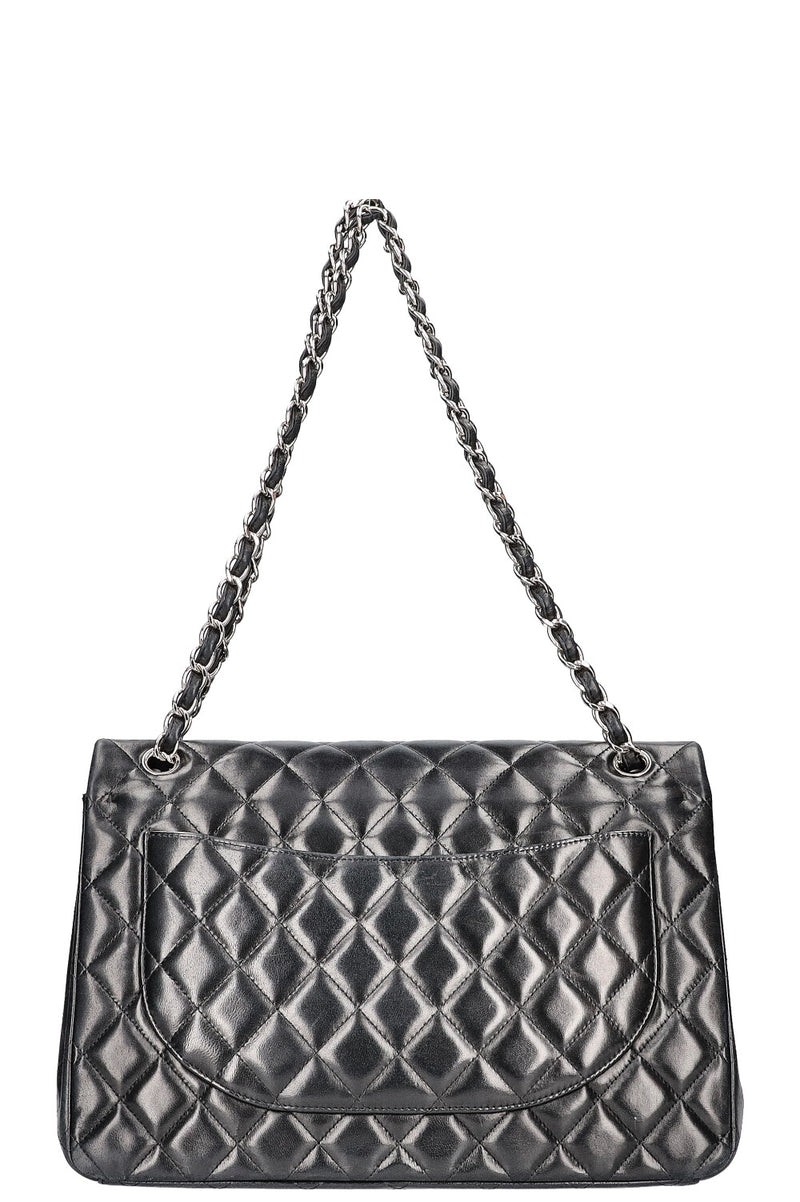 CHANEL Maxi Double Flap Bag Lambskin Black