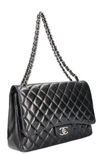 CHANEL Maxi Double Flap Bag Lambskin Black