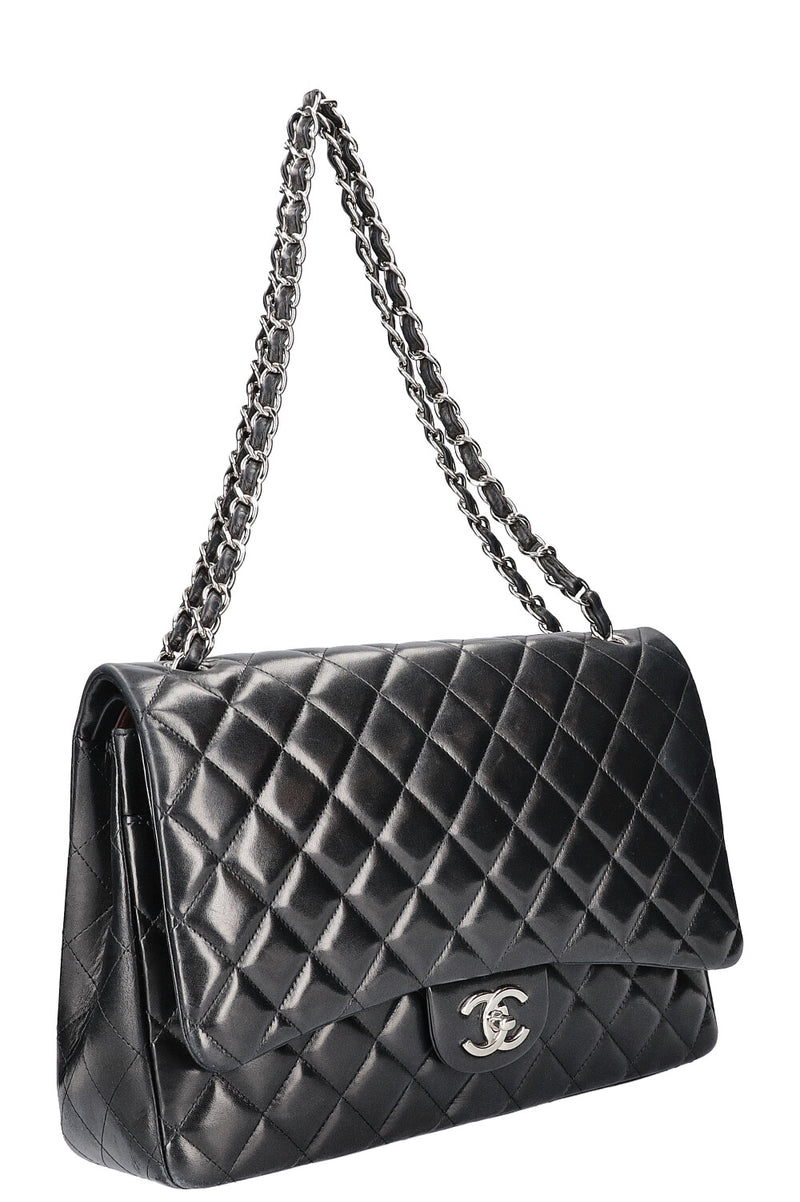 CHANEL Maxi Double Flap Bag Lambskin Black