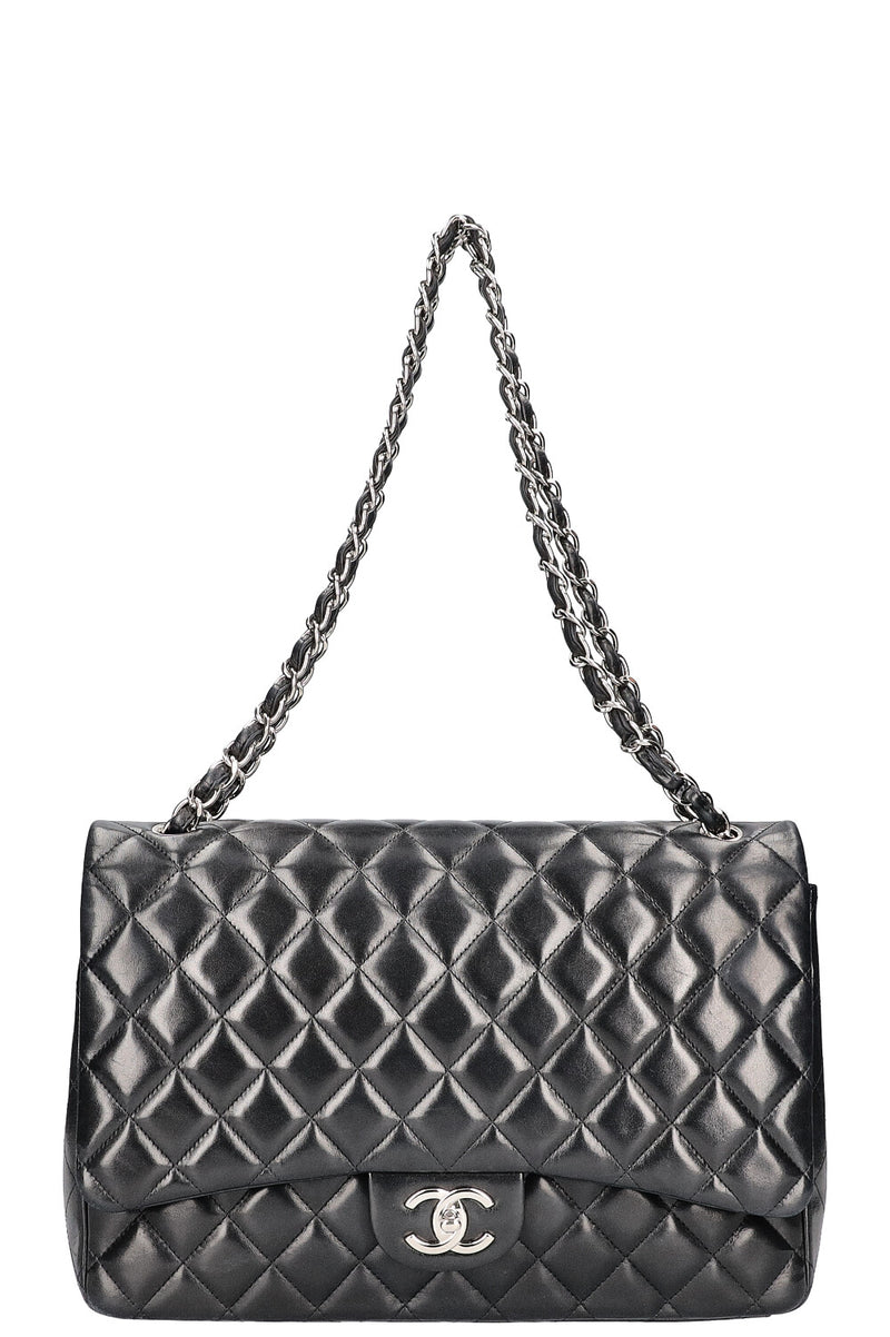 CHANEL Maxi Double Flap Bag Lambskin Black