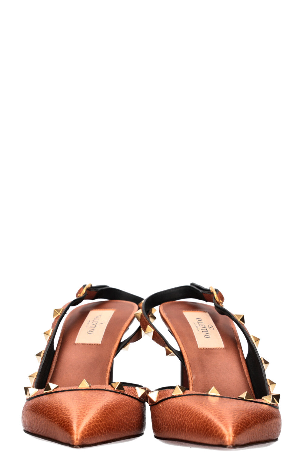 VALENTINO Rockstud Slingback Heels Brown