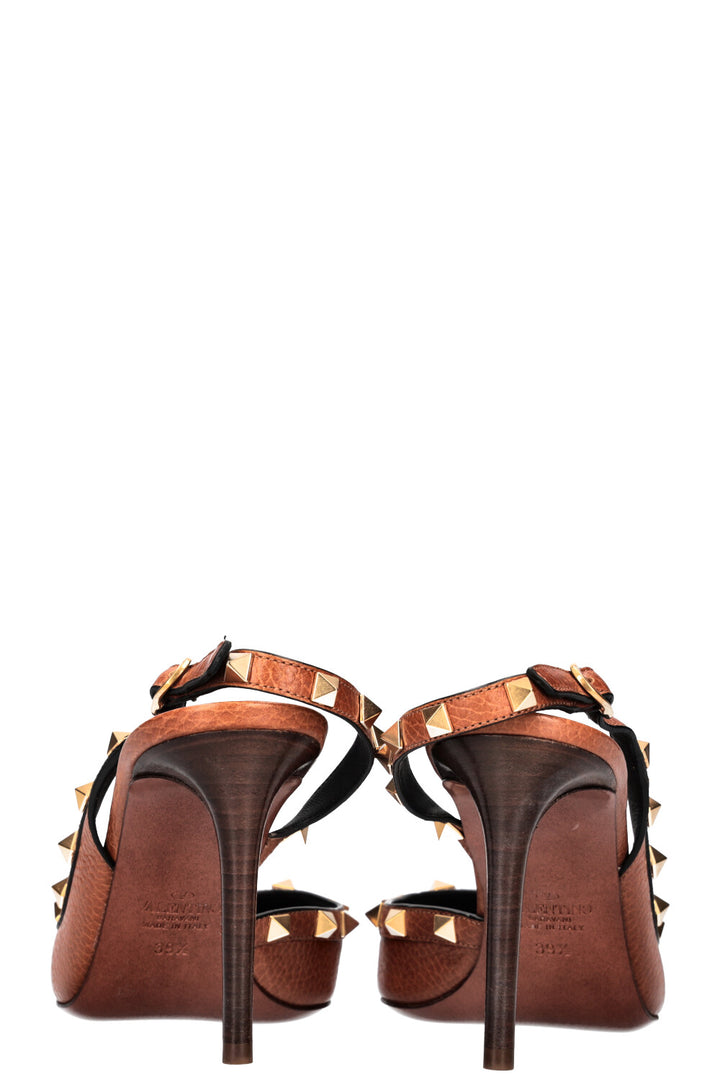 VALENTINO Rockstud Slingback Heels Brown