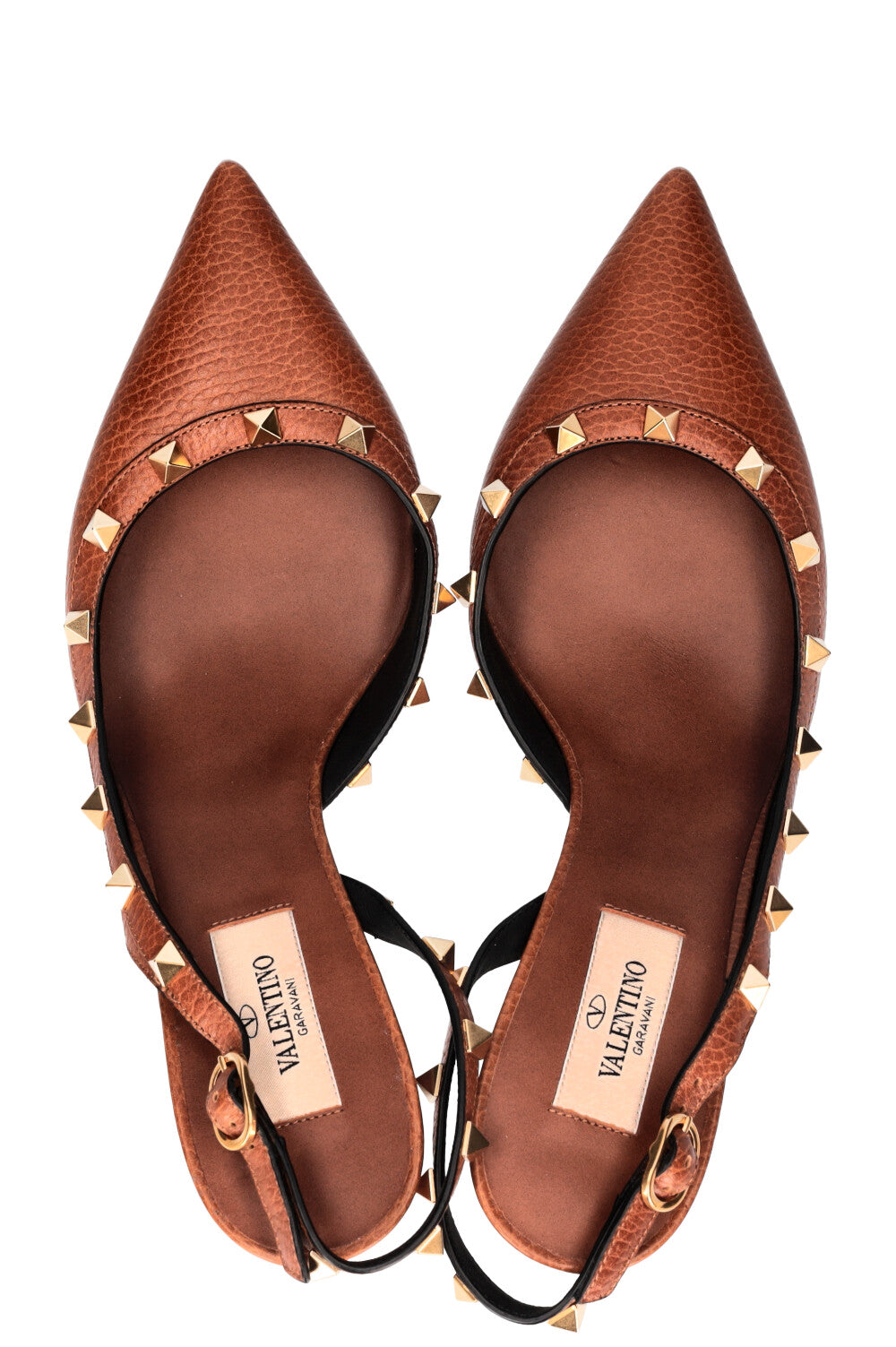 VALENTINO Rockstud Slingback Heels Brown