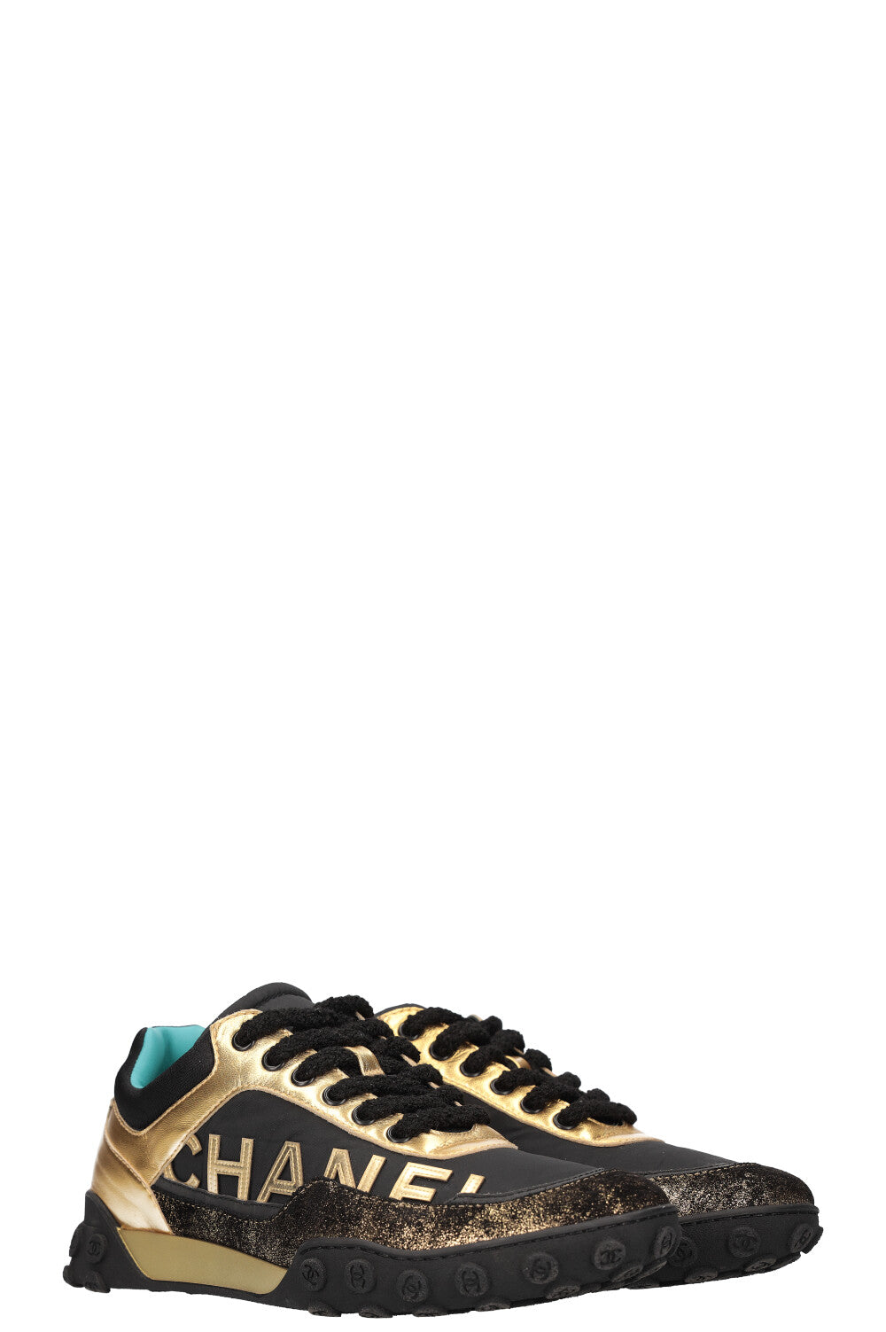 CHANEL Sneakers Black&Gold Metallic 19A