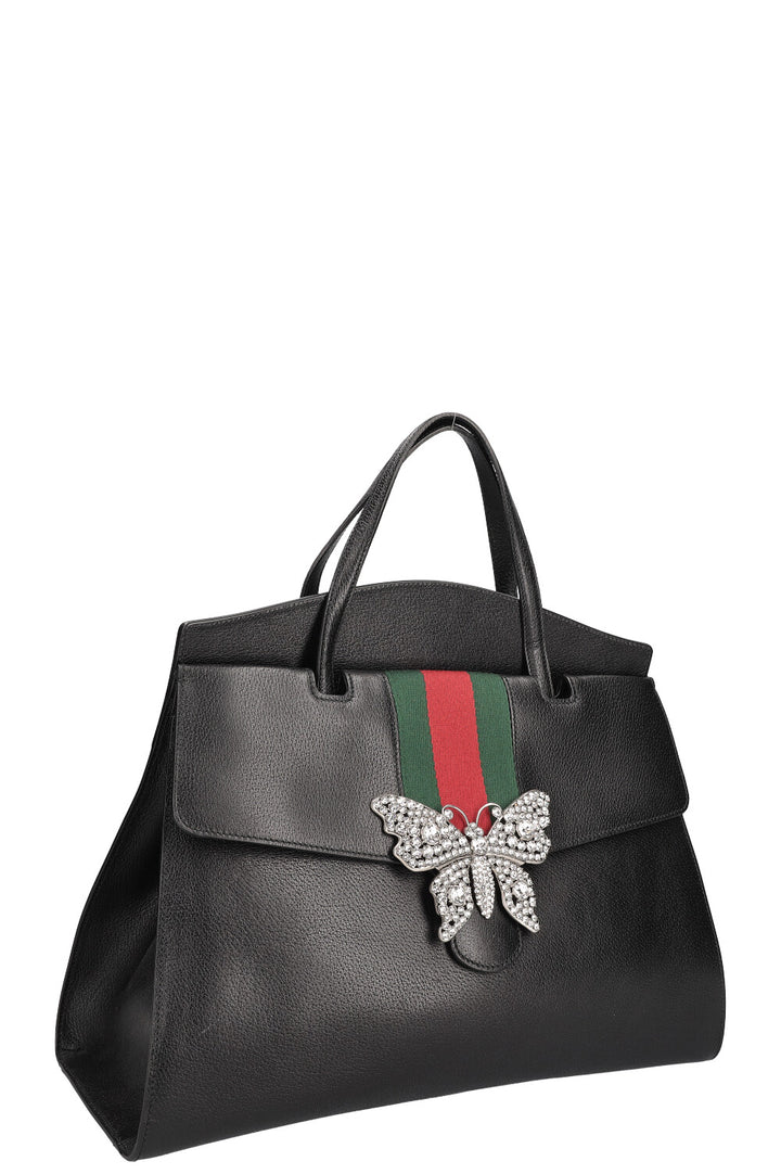 GUCCI Totem Top Handle Bag Leather Black