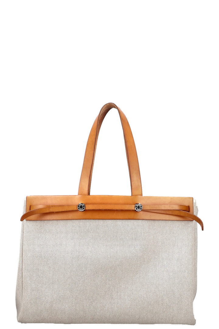 HERMÈS Cabas 2-in-1 Herbag Toile Leather