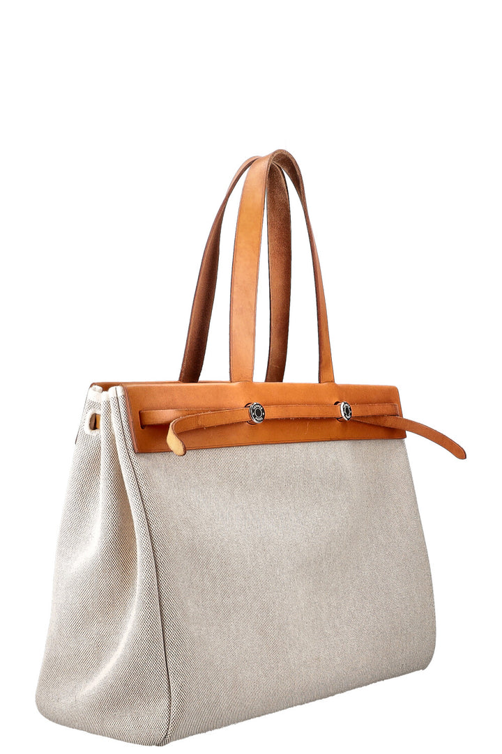 HERMÈS Cabas 2-in-1 Herbag Toile Leather