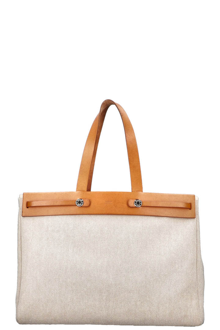 HERMÈS Cabas 2-in-1 Herbag Toile Leather