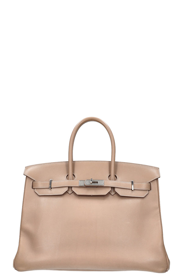 HERMÈS Birkin 35 Tadelakt Guilloche Argile