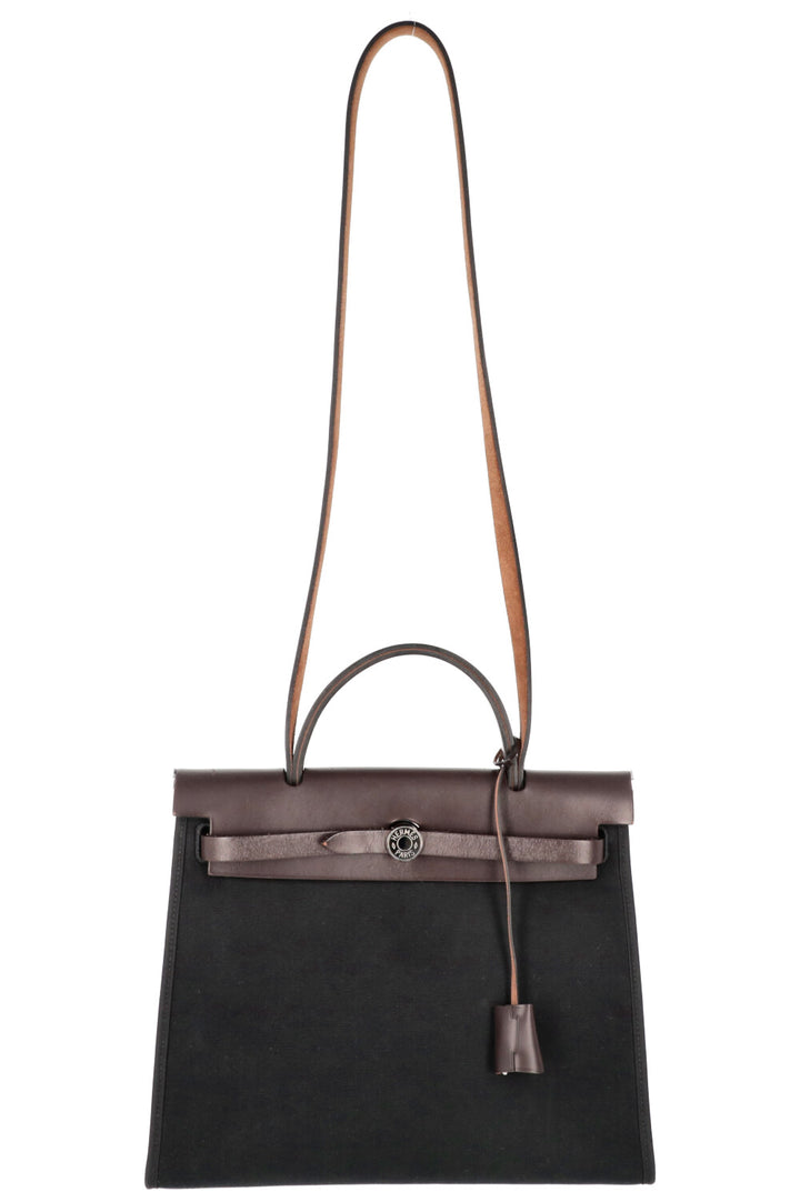 HERMÈS Herbag Zip 31 Canvas Black Brown