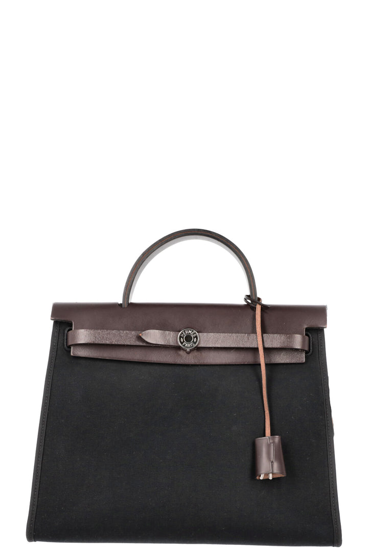 HERMÈS Herbag Zip 31 Canvas Black Brown